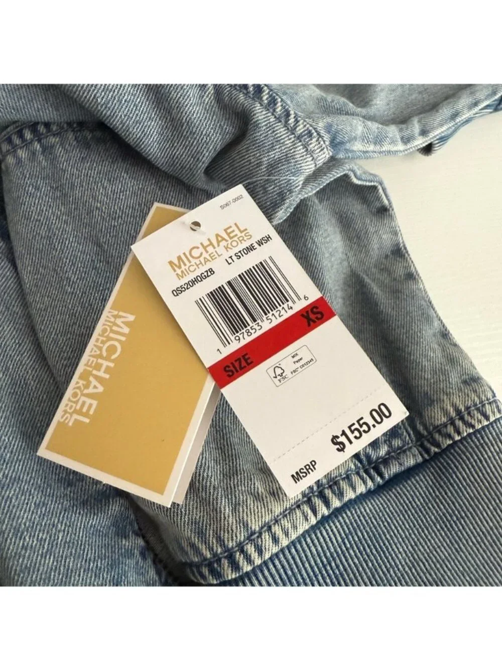 Michael Kors Denim Bomber Jacket Women's XS Blue Cotton Zip Lightweight NWT